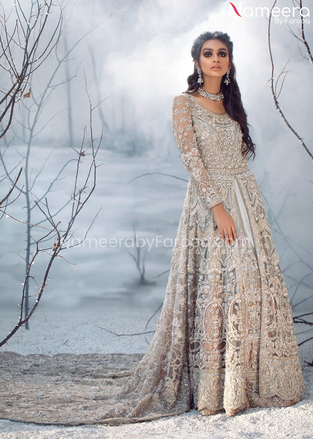 Long Tail Pakistani Wedding Dress