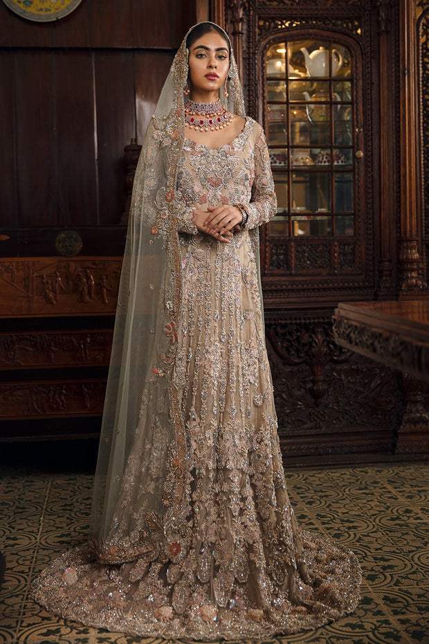 Long Walima Maxi for Wedding in Silver Color Y6221
