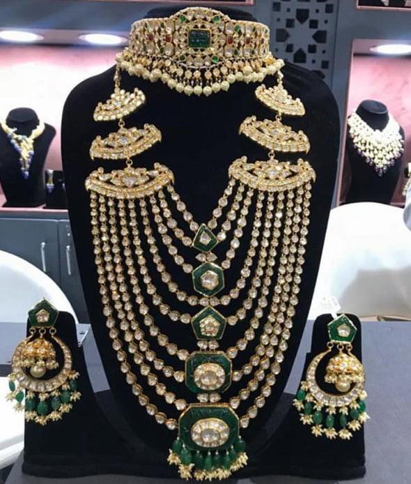 Long Mala Necklace Set With Multi Kundan