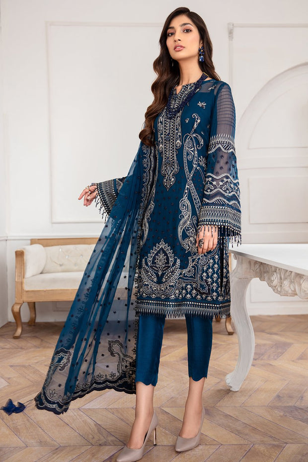 Luxury Chiffon Outfit with Embroidery