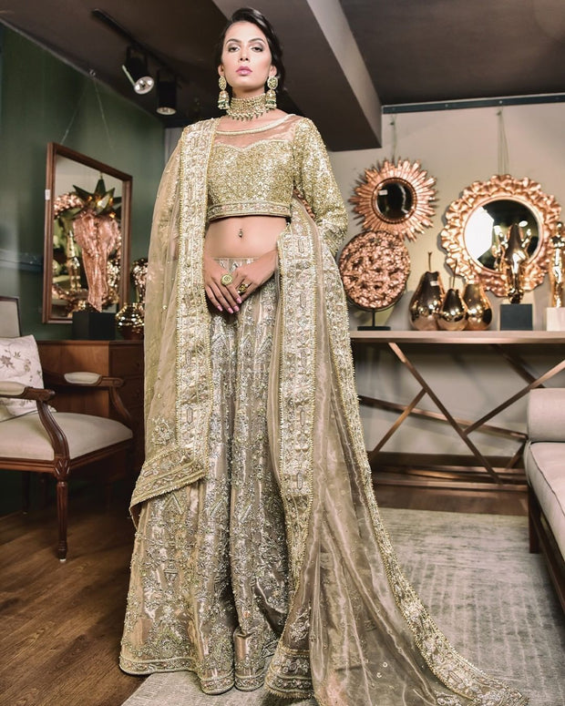 Luxury Pakistani Bridal Dress in Lehenga Choli Style Online