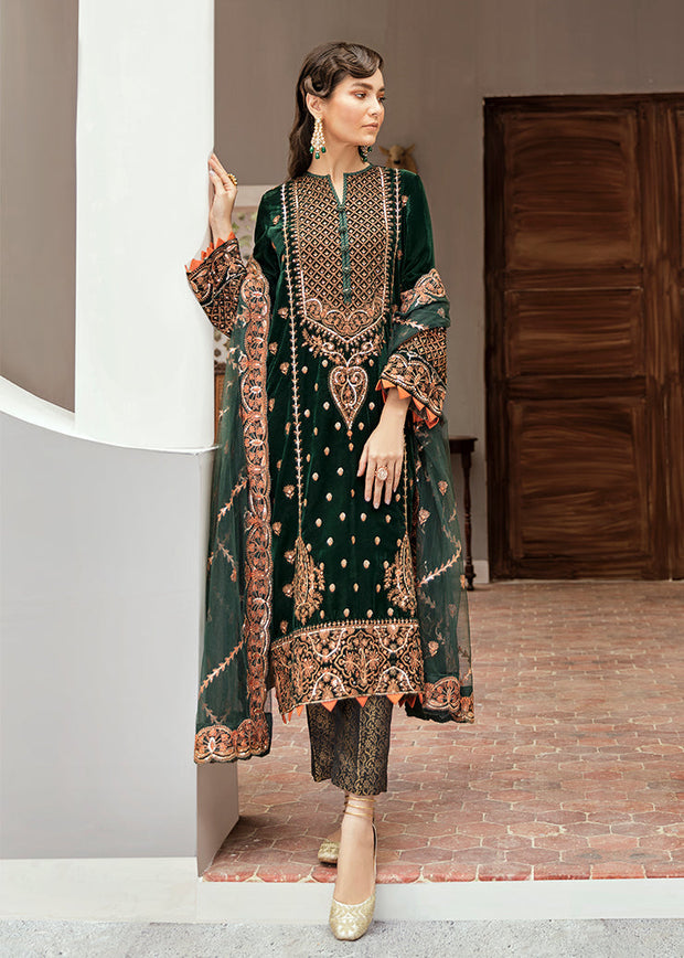 Luxury Pakistani Party Dress with Embroidery