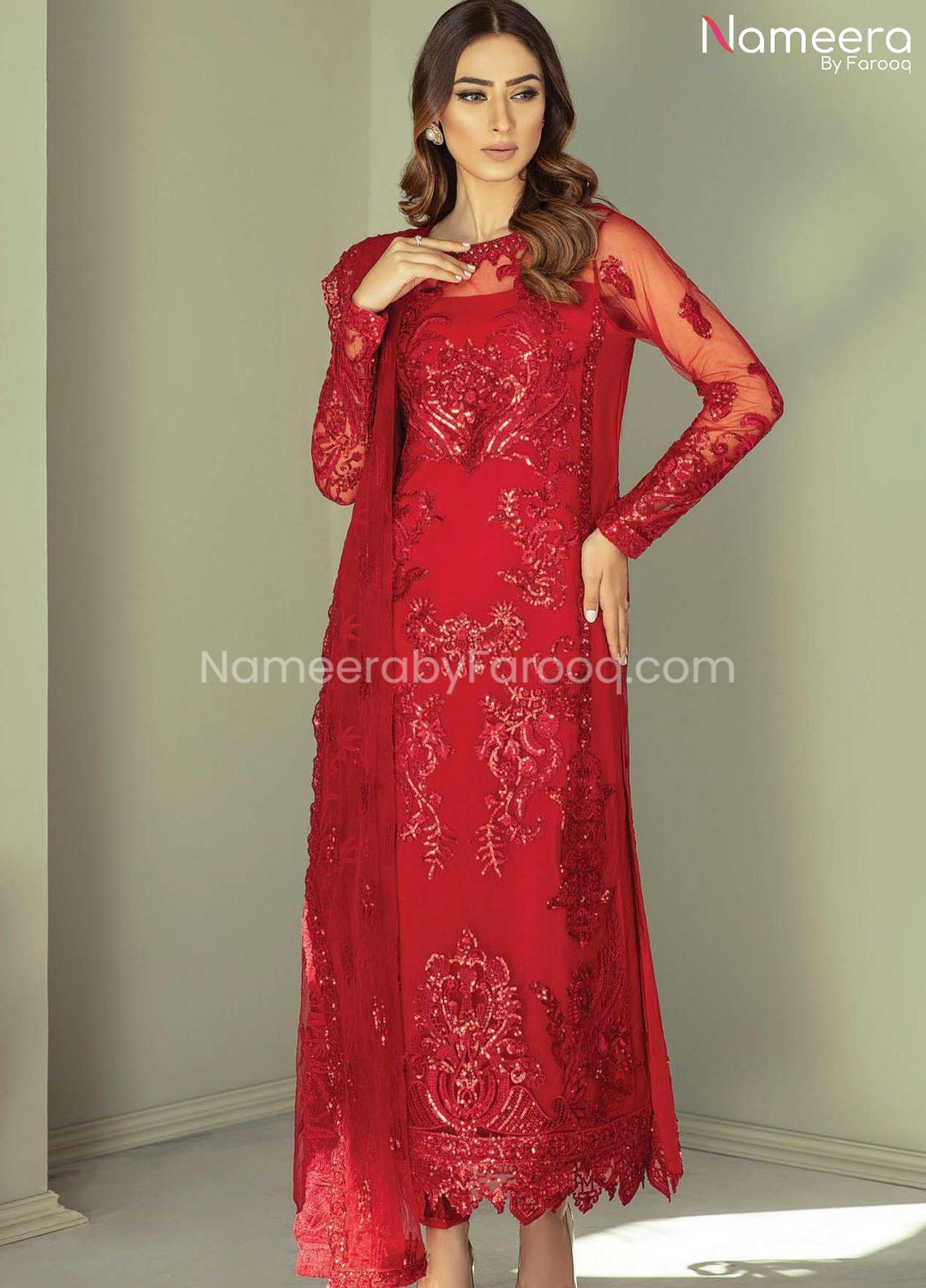  Red Party Dress Pakistani 