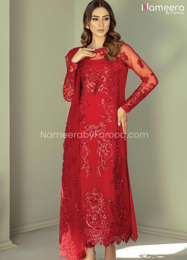 Red Party Dress Pakistani 