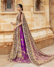 Magenta Bridal Lehenga with Kameez and Dupatta Dress Online