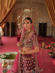 Magenta Lehenga Choli Dupatta Pakistani Bridal Dress Online