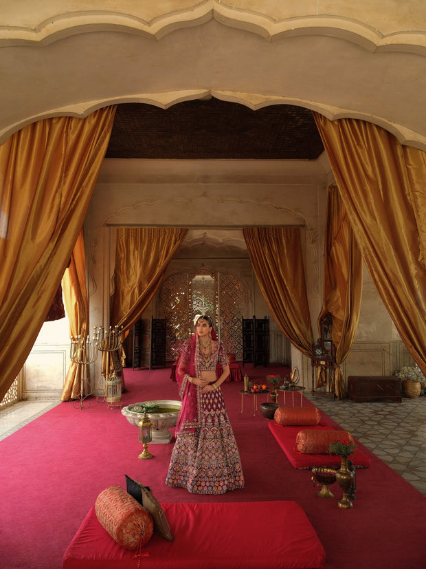 Magenta Lehenga Choli Pakistani Bridal Dress
