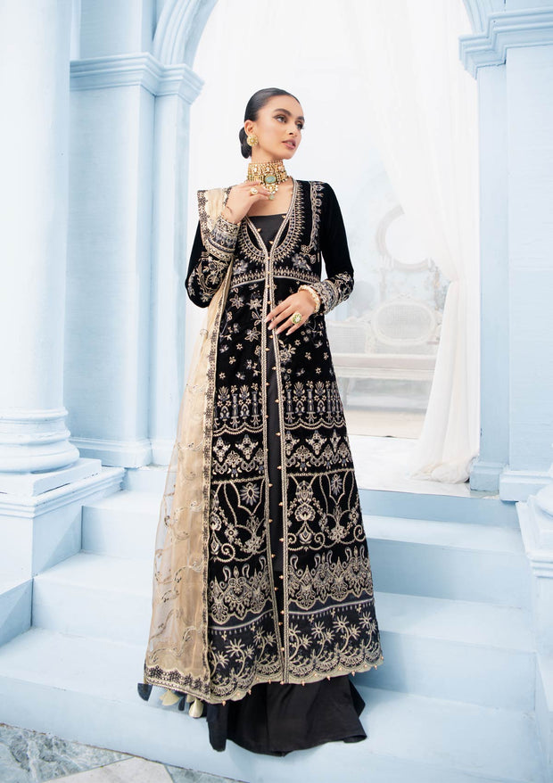 Magnificent Gown Dress Pakistani in Black Color Latest Online