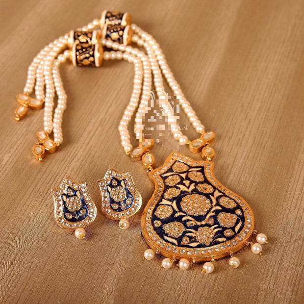 Mala Necklace Set with Meenakari Work 