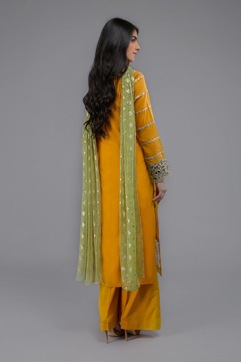 Maria B Eid Outfit in Mustard Color Backside