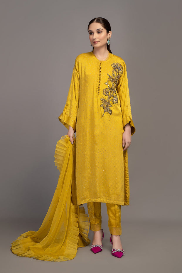 Maria B Pakistani Kameez Salwar Suit Yellow Party Dress Nameera
