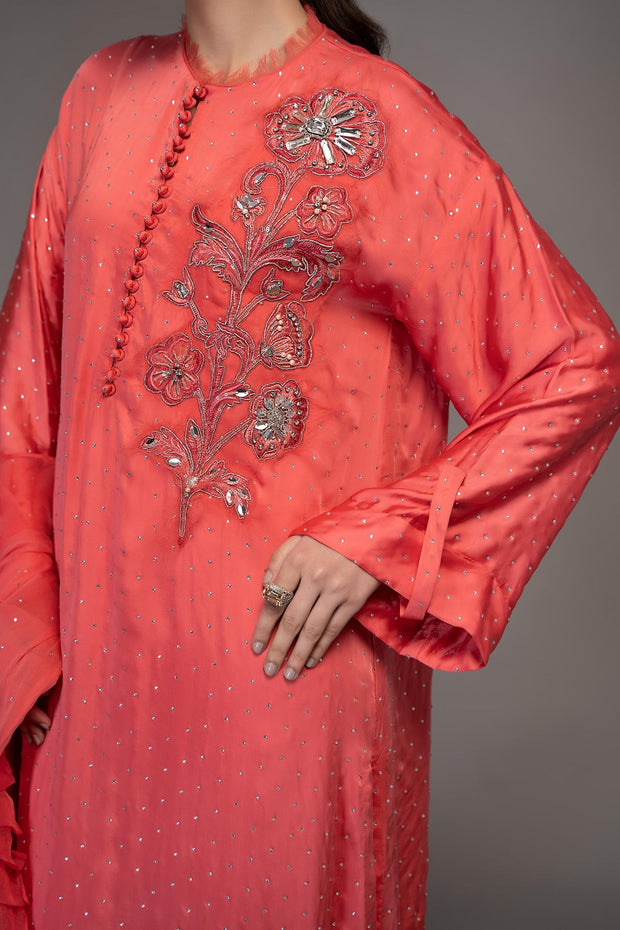 Maria B Peach Pakistani Kameez Salwar Suit Elegant Party Dress 2023