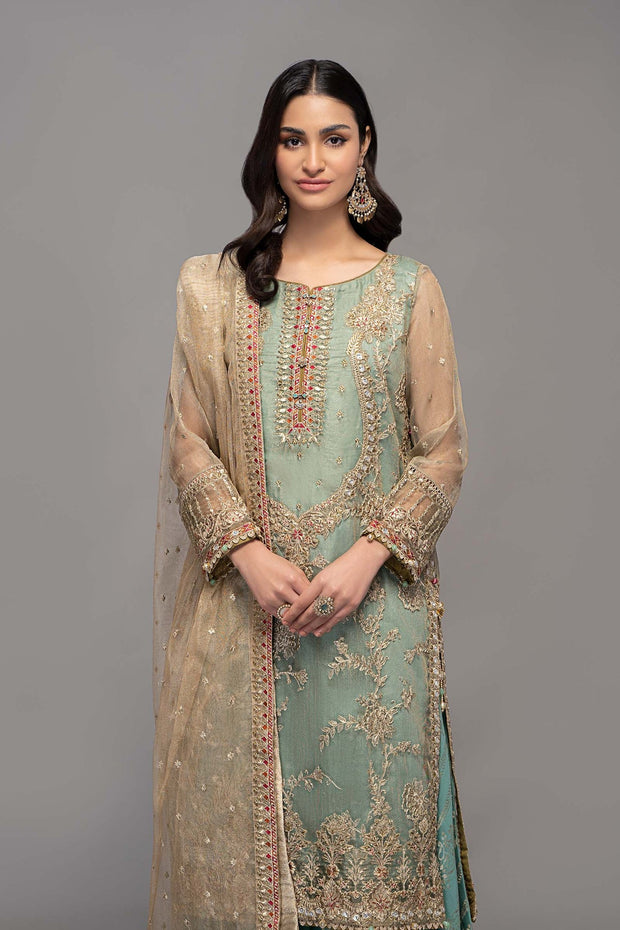 Maria B Sky Blue Embroidered Kameez Salwar Suit Pakistani Party Wear 2023