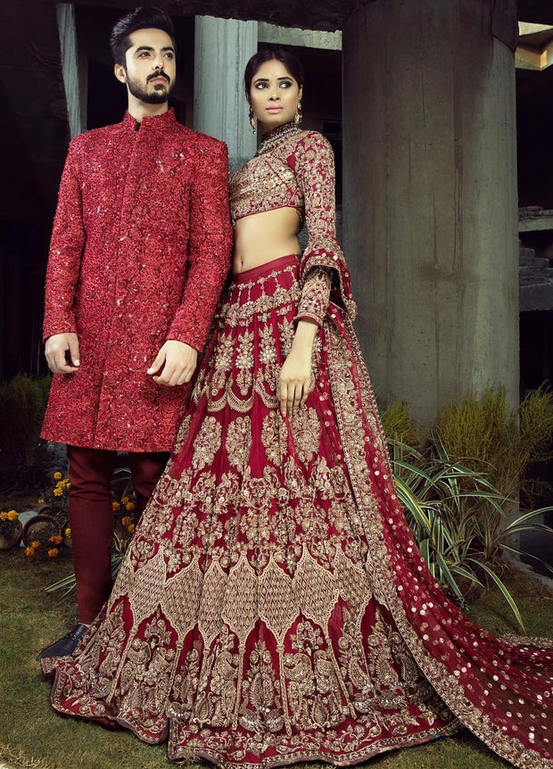 Maroon Bridal Lehenga Choli Dress