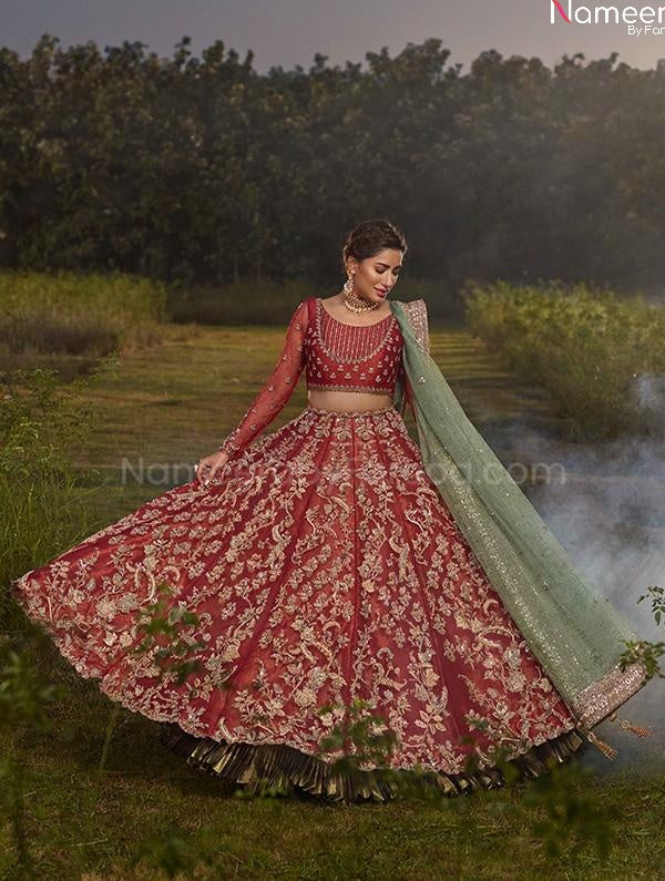  Maroon Bridal Lehenga Pakistani 