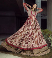 Maroon Indian Bridal Gown Lehenga 