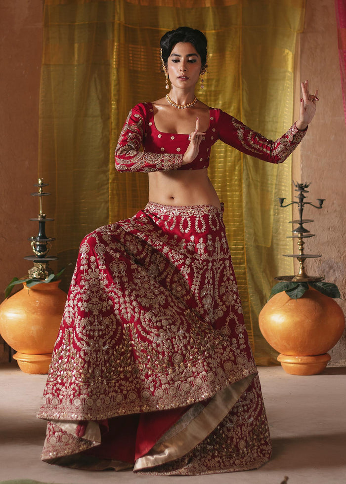 Maroon Lehenga Bridal Choli Pakistani Wedding Dresses – Nameera by Farooq