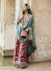Maroon Pakistani Wedding Dress in Kameez Trouser Style Online