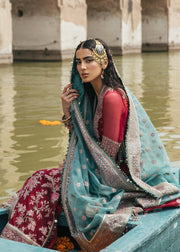 Maroon Pakistani Wedding Dress in Kameez and Trouser Style