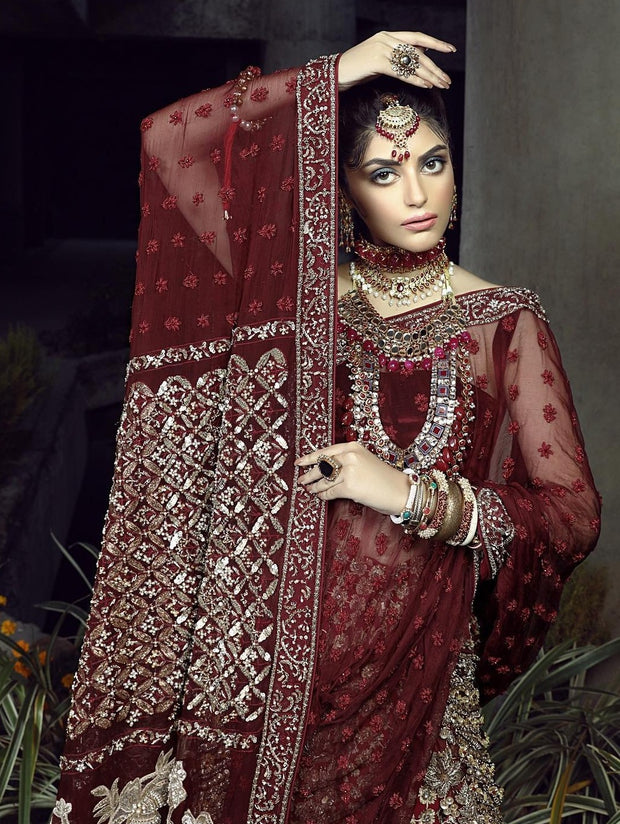 Maroon Pant Saree for Wedding Party 