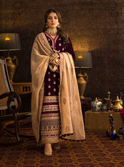 Maroon Velvet Salwar Kameez Design Pakistani Dress