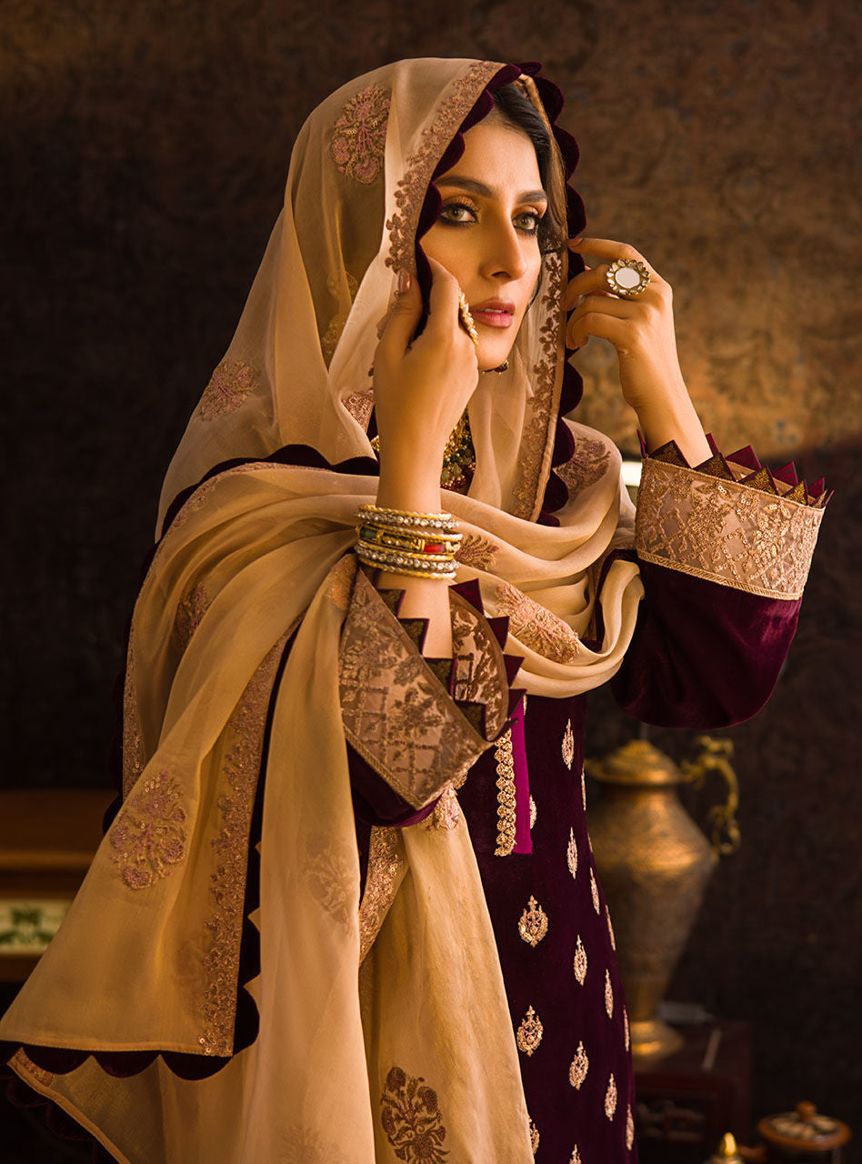 Maroon Velvet Salwar Kameez Design Pakistani Dress for Party – Nameera by  Farooq