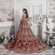 Maroon and Red Lehenga Maxi Dress Pakistani Bridal Wear 2023