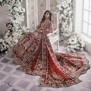 Maroon and Red Lehenga Maxi Dress Pakistani Bridal Wear 2023