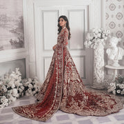 Maroon and Red Lehenga Maxi Dress Pakistani Bridal