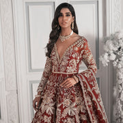 Maroon and Red Lehenga Maxi