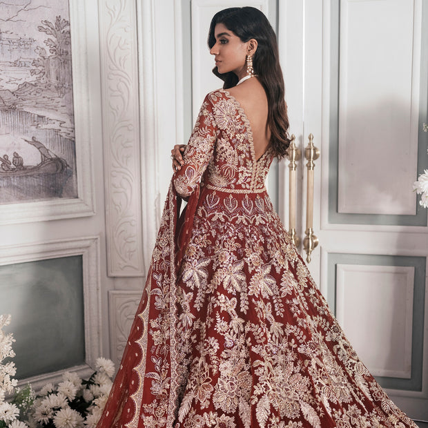 Maroon and Red Lehenga