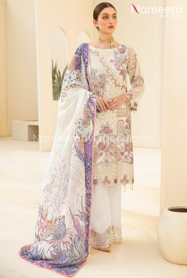 Maryum n Maria Pakistani White Dress