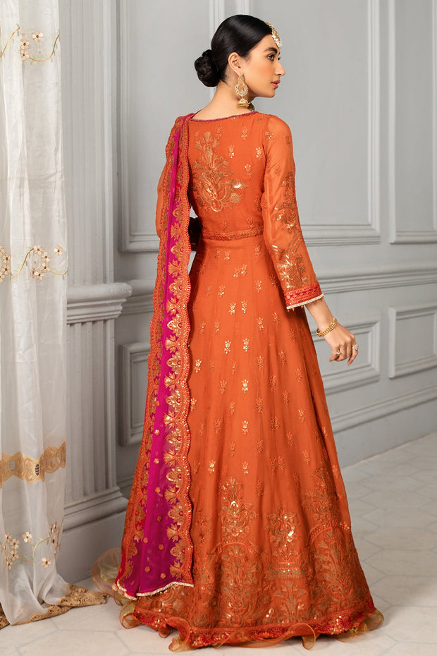 Maxi Dress Pakistani in Orange Shade