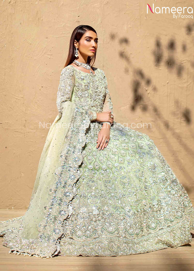 Maxi Dress for Walima with Embroidery Online Close Look