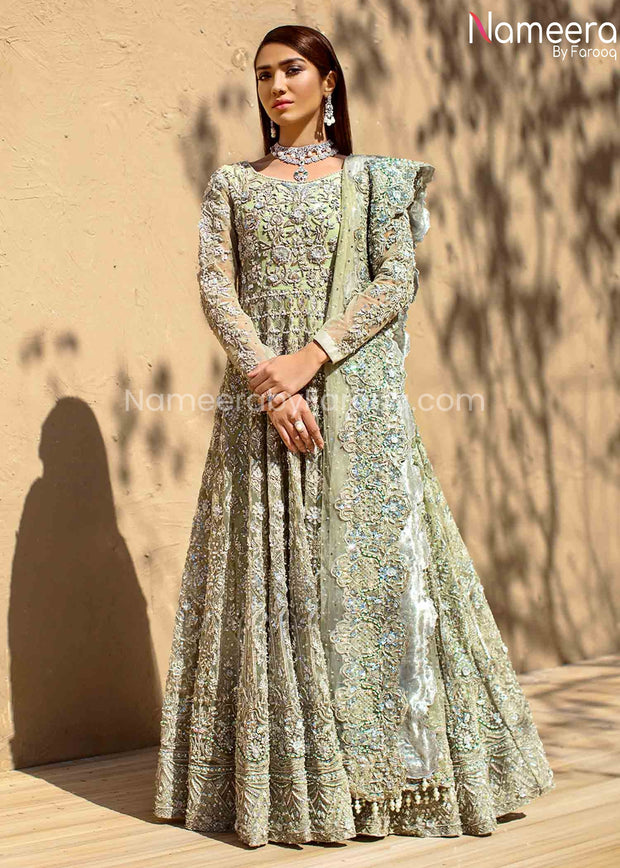 Maxi Dress for Walima with Embroidery Online Front Look