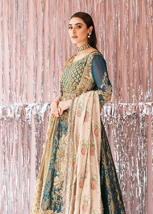 Mehndi Dress in Angrakha Frock Green Style  Pakistani Bridal Dress
