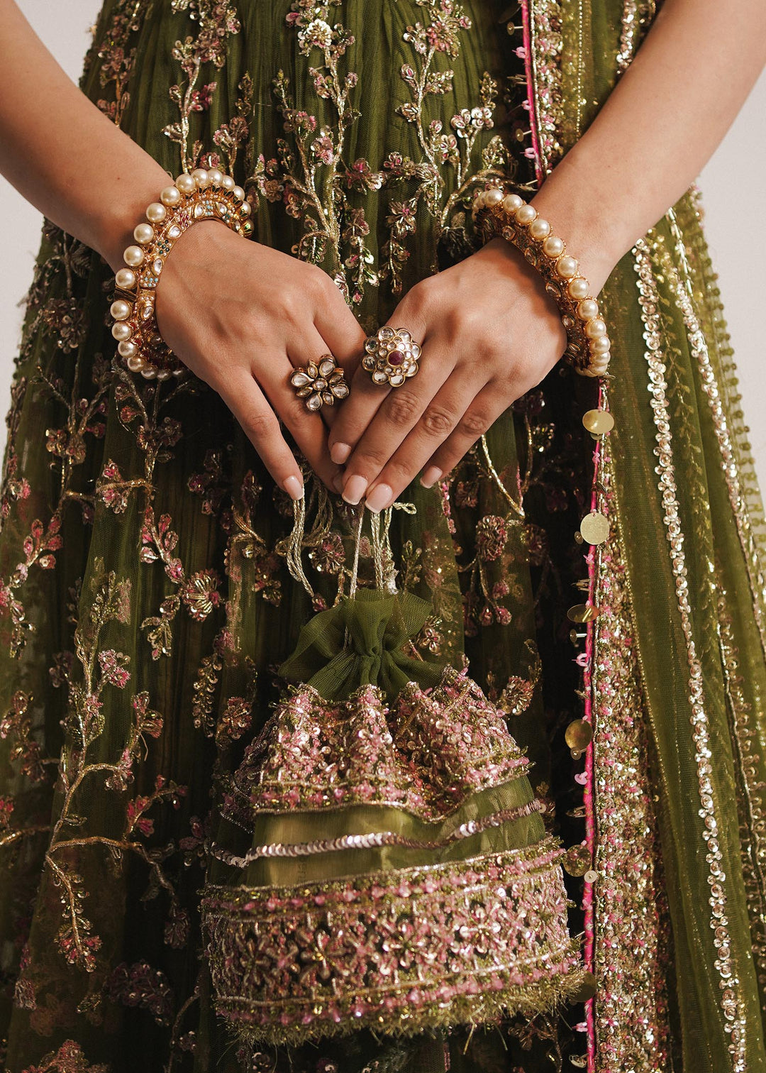 Elegant Mehndi Dress - Pishwas Frock Sharara Style