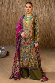 Mehndi Green Silk Salwar Kameez Pakistani Wedding Dresses
