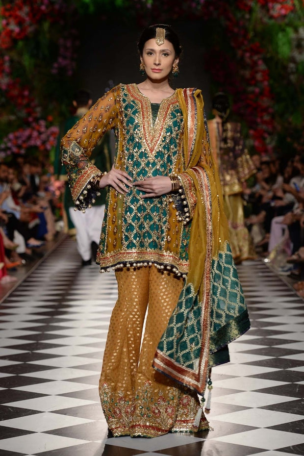 Mehndi Party Designer Outfit in Mustard Color