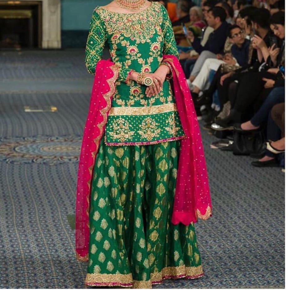 Traditional Mehndi Lehenga in Dark green