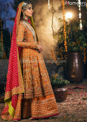Mehndi Dress for Bridal in Pakistan Online 2021 Embroidery Frock with Lehenga 
