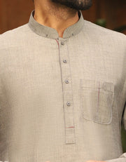 Men Eid Outfit in Steel Gray Color Close Up