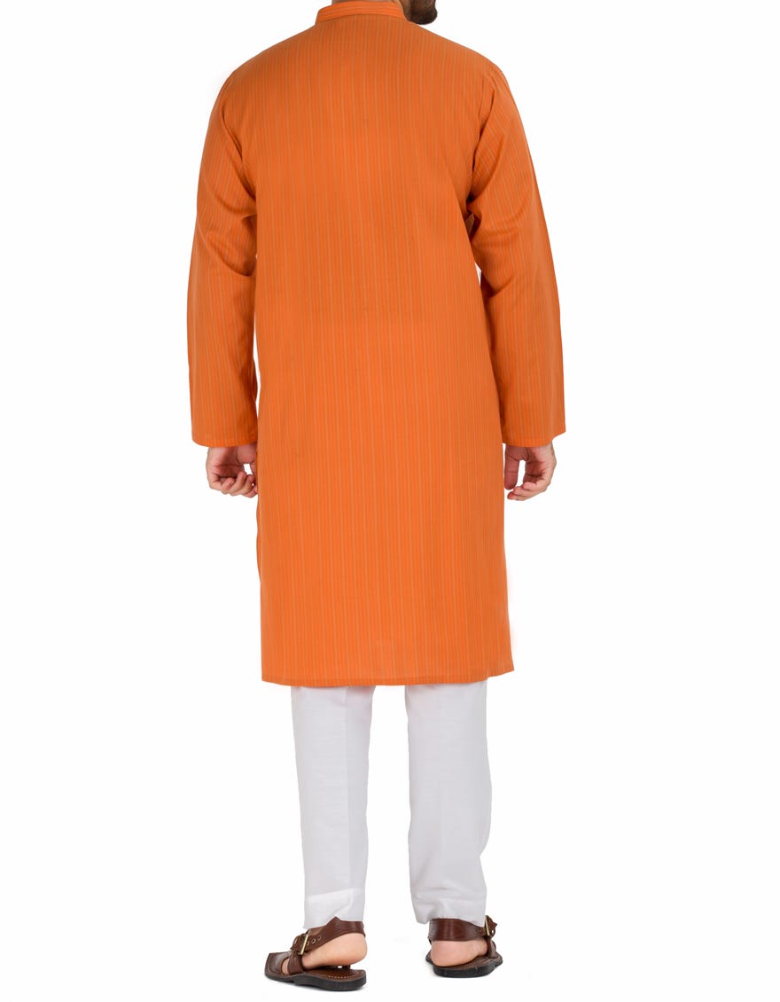 Men Eid Shalwar Kameez in Orange Color Backside