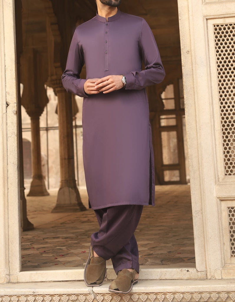 fitted lace wedding dress Men Wear for Eid in Purple Color – Nameera by Farooq