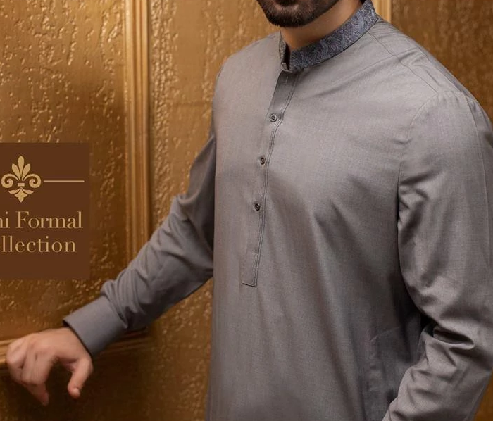 Mens Semi Formal Gala Embroidered Attire Thread Work Ban