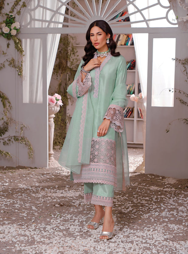 Mint Colored Pakistani Eid Dress in Salwar Kameez Style Online