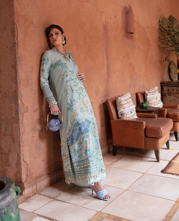 Mint Green Heavily embellished Pakistani Kameez Salwar Suit with Dupatta