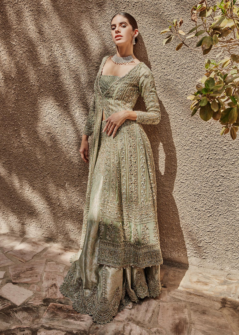 Mint Green Lehenga Choli Bridal Pakistani 