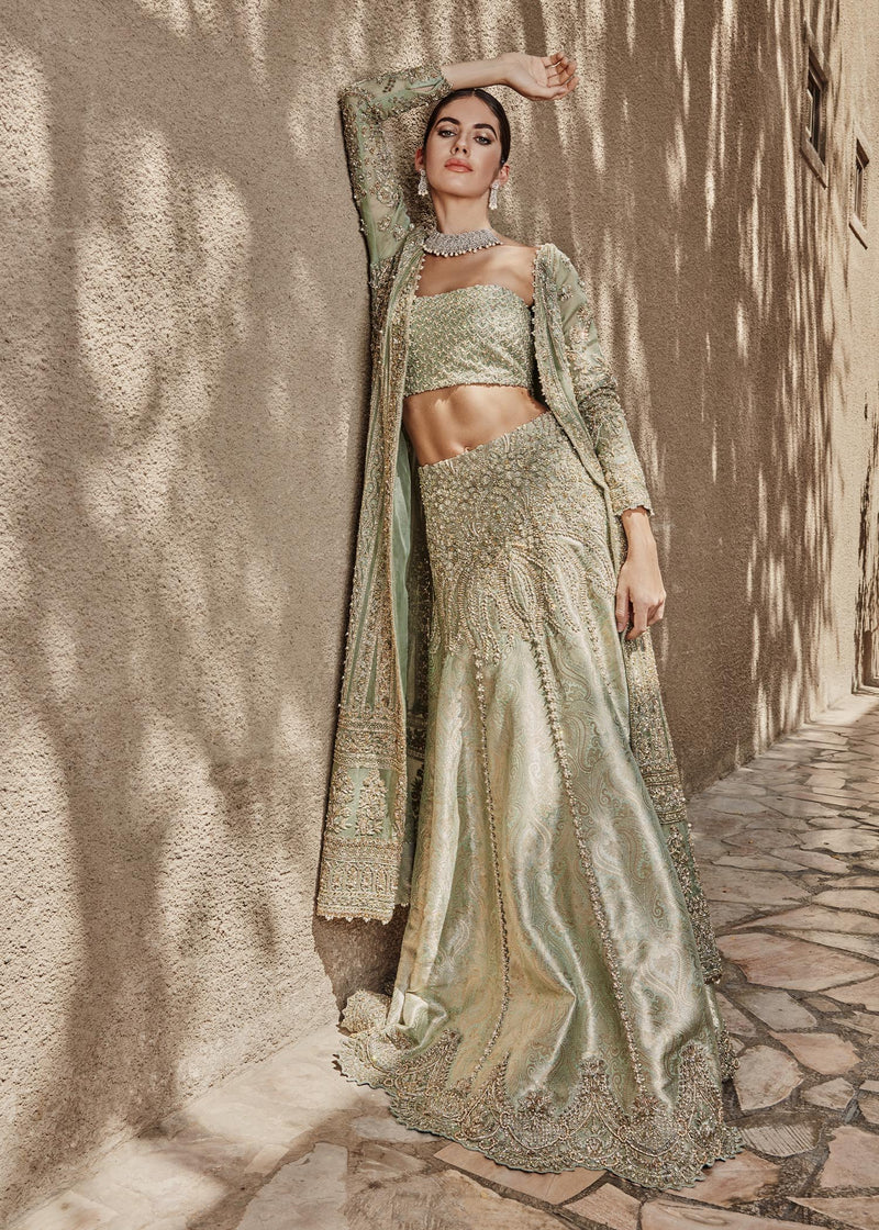 Mint Green Lehenga Choli Bridal Pakistani Wedding Dress