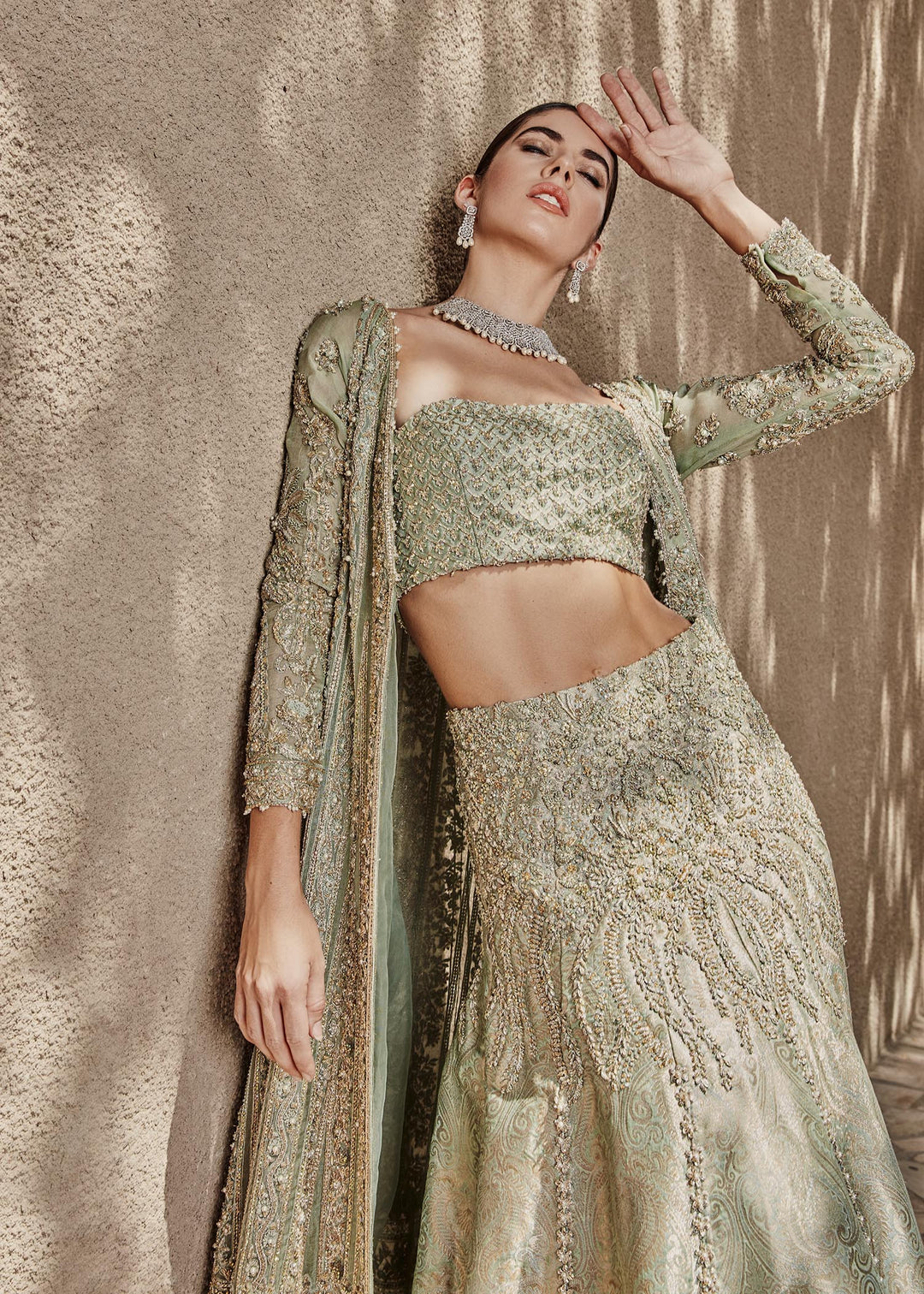 Mint Green Lehenga Choli Bridal Pakistani Wedding Dresses 2023